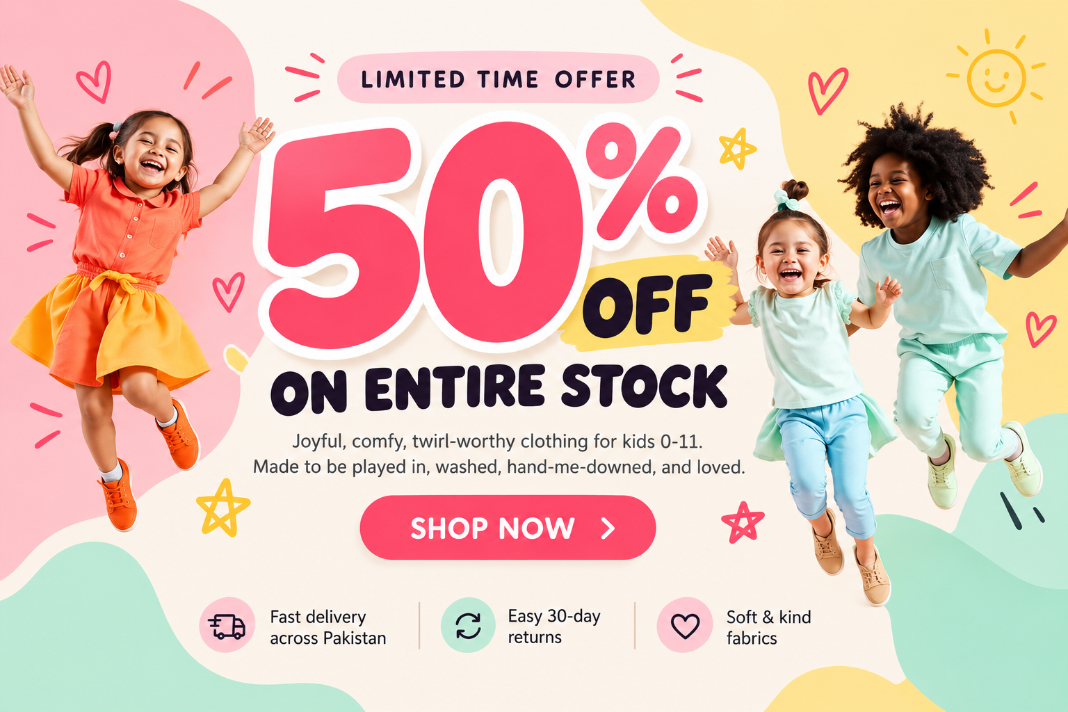 Flat 50% off on entire stock